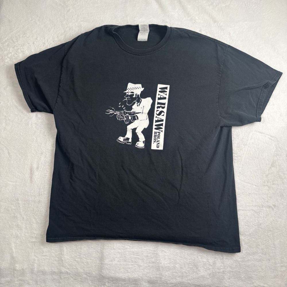 Y2K Gildan Warsaw Poland Bros Black Short Sleeve Graphic Shirt Band Men's XL
